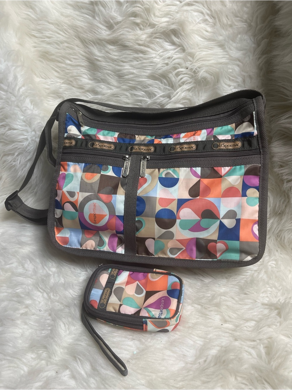 LeSportsac  Multicolor Geometric pattern Nylon Crossbody with Wristlet